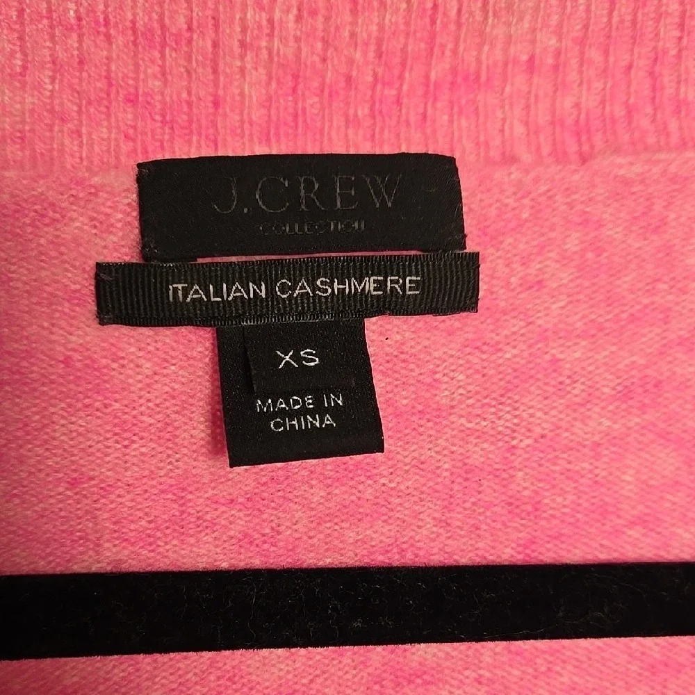 J. Crew Pink V-Neck Sweater Italian Cashmere Fitted Knit‎ Preppy Classic Luxury